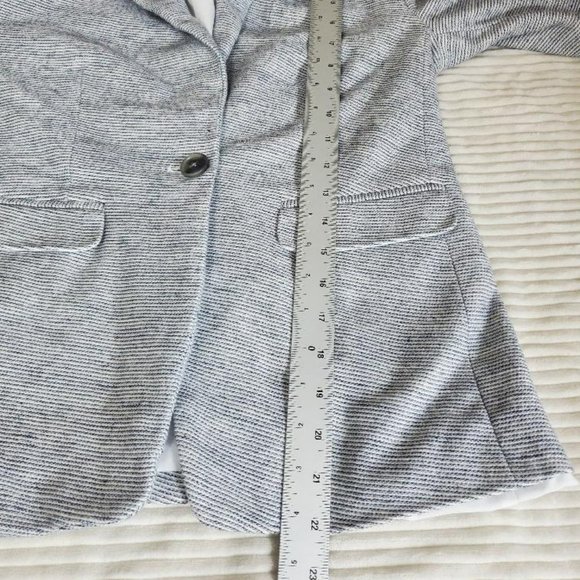 Loft Blazer Womens 4P One Button Closure Lined Blue/White Textured - Picture 7 of 10
